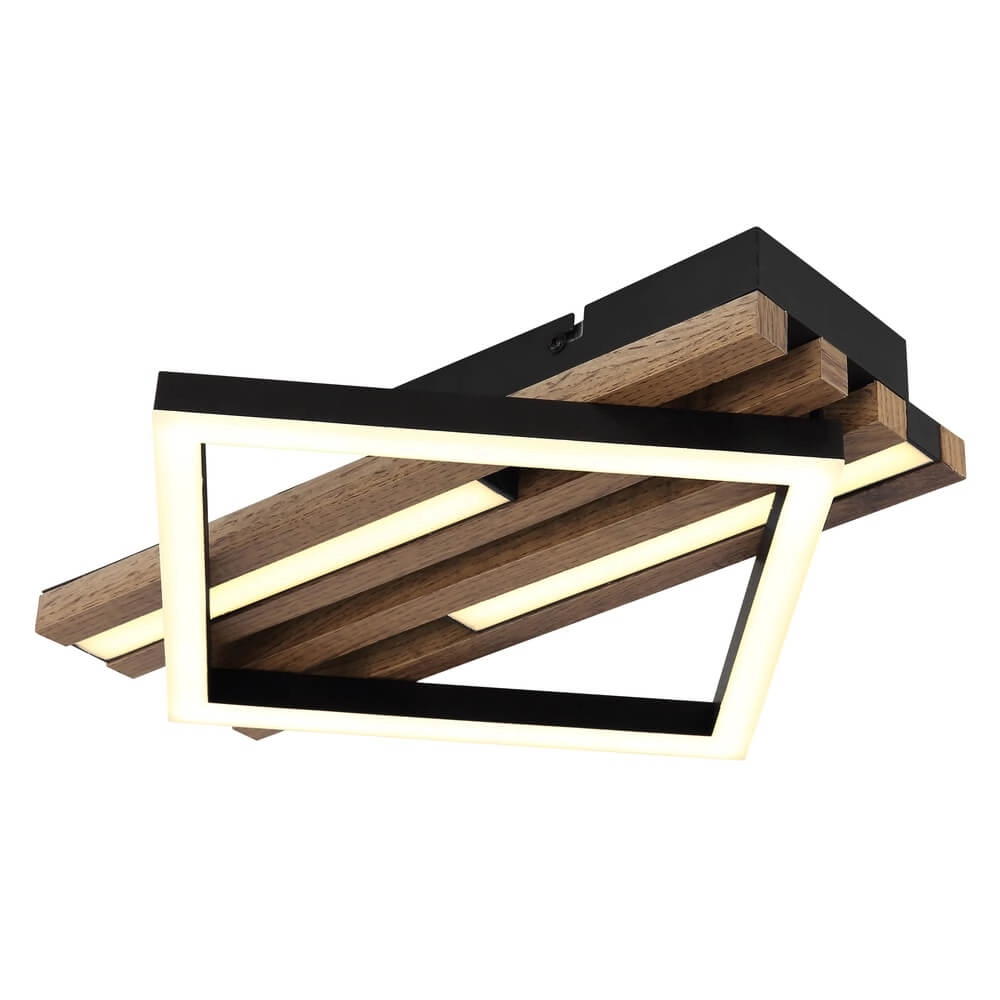 Plafonnier Obrien noir avec bois simple Plafonnier Obrien noir avec bois simple