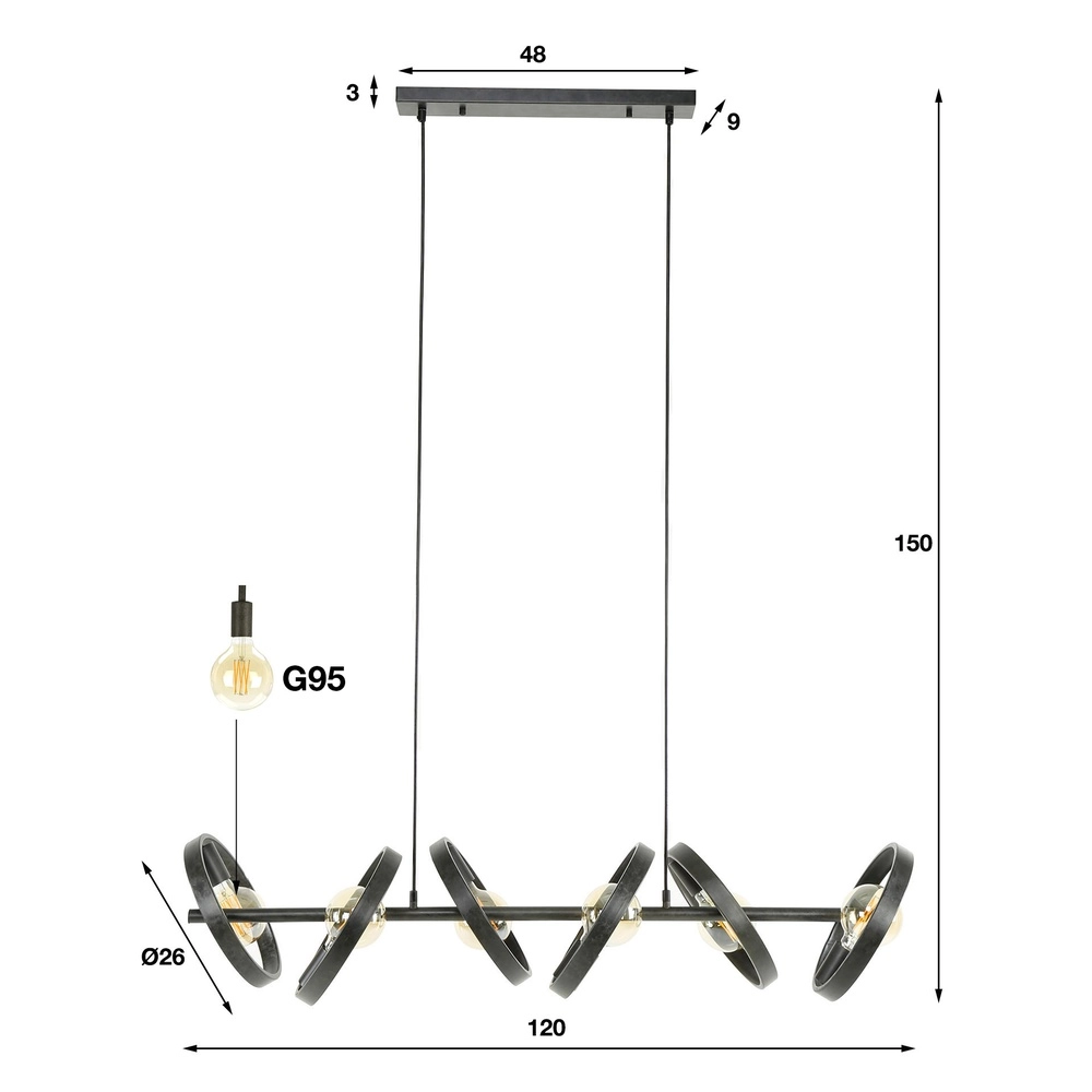 Table à manger à anneaux suspendus Hover Charbon - Ø 26cm Lyora 8716803513365