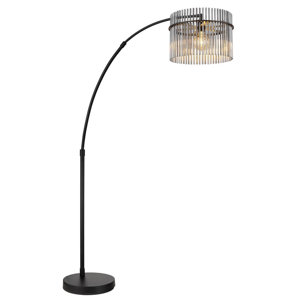 Lampadaire noir Gorley avec verre fumé Lampadaire noir Gorley avec verre fumé