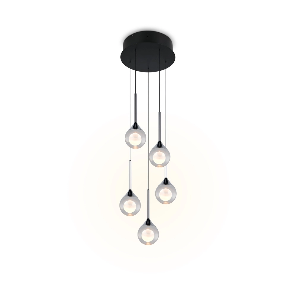 Lampe pendante moderne Calista Chrome à 5 lumières