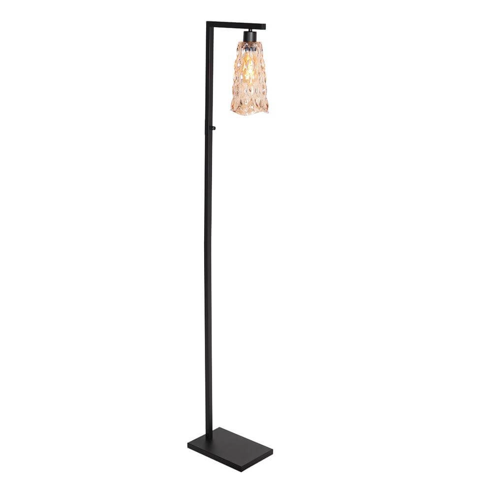 Lampadaire Vidrio noir avec verre ambré