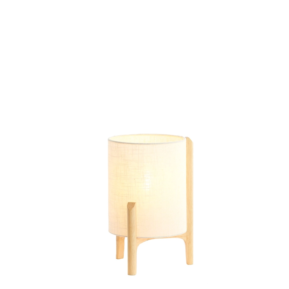 Lampe de table Litto Ø 22cm - aspect bois avec lin naturel Light & Living 8717807792688