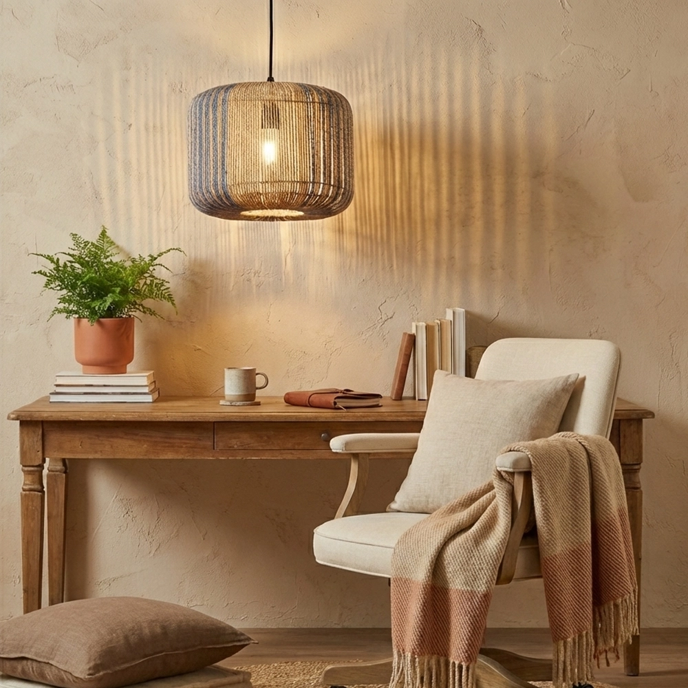 Suspension Abby Ø 33cm marron avec bleu