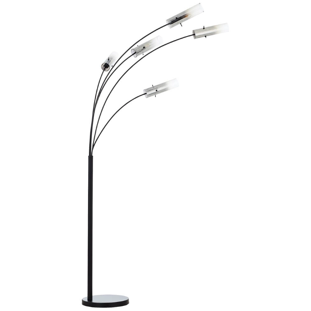 Lampadaire Glasini noir avec verre fumé Lampadaire Glasini noir avec verre fumé