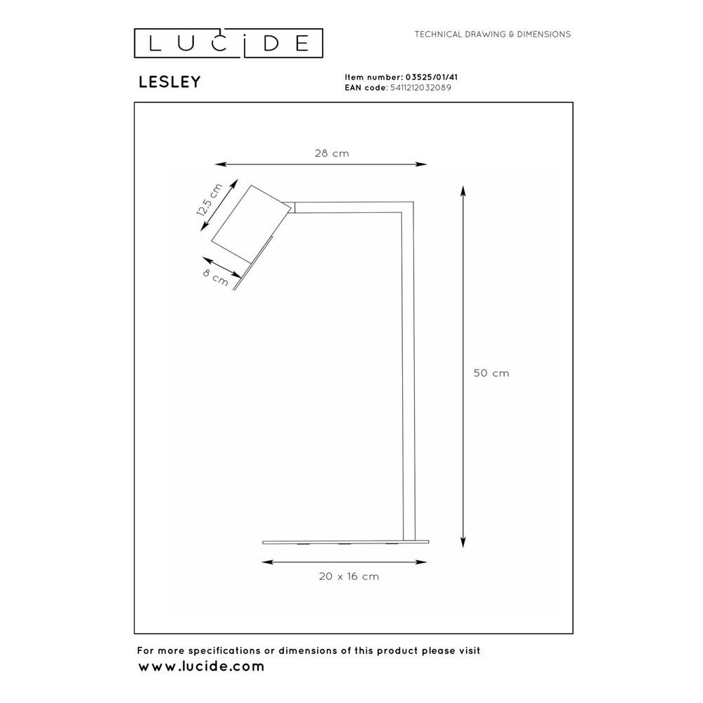 Lampe de bureau moderne Lesley brun sable Lucide 5411212032089