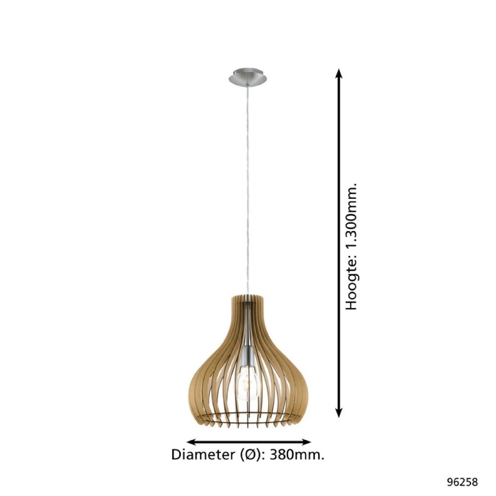 Lampe à suspension Tindori Bois marron clair 38 cm Eglo 9002759962586