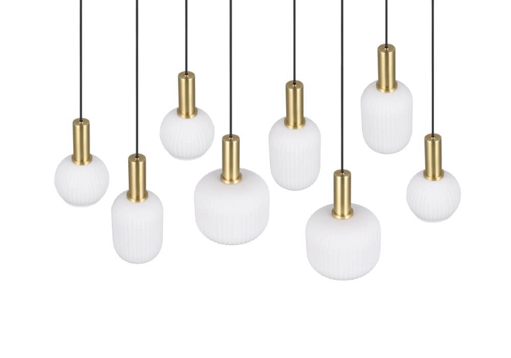 Lampe suspendue pour salle à manger Diva 8 lumières - verre blanc Trio 4017807614527