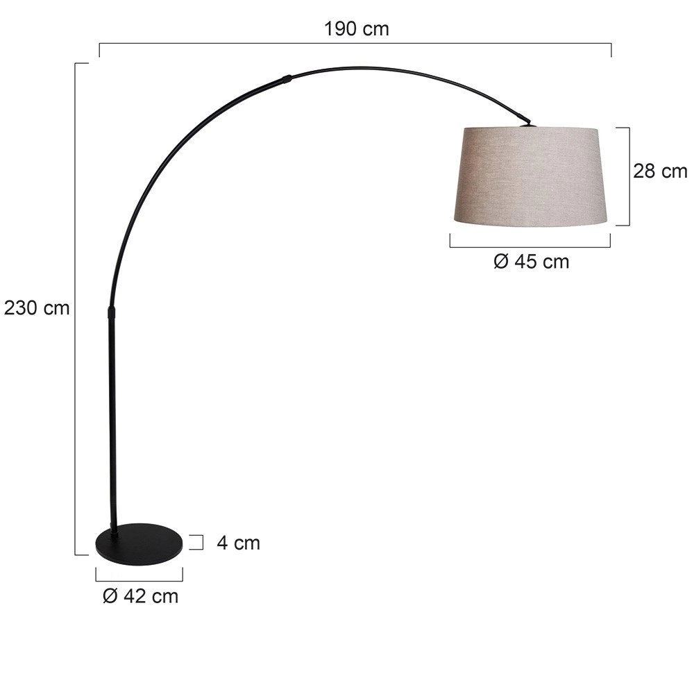 Lampe à arc Stresa noir avec abat-jour en lin Steinhauer 8712746106633