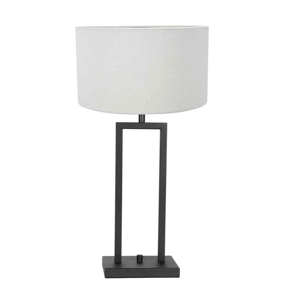 Lampe de table noire Stanger avec capuche blanche Lampe de table noire Stanger avec capuche blanche