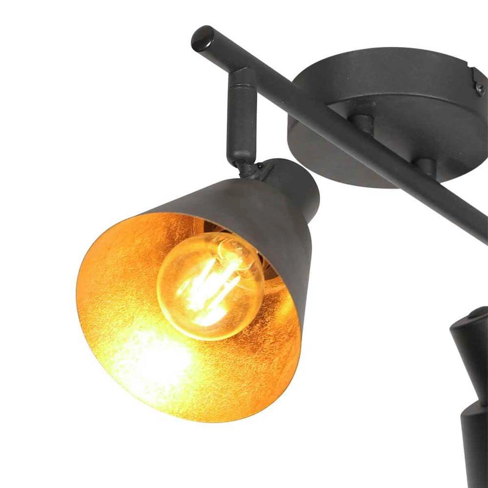 Plafonnier Oeroe noir avec or 2 lumières Steinhauer 8712746176339