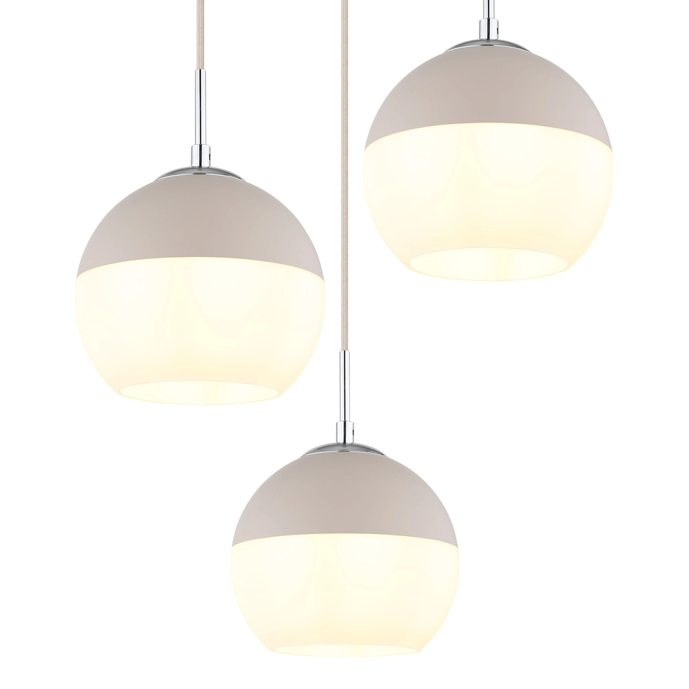 Suspension 3 lumières Ragusa rond sable brun Globo 9007371575787
