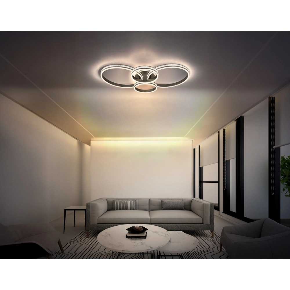 Lampe de plafond à design Grouni 4 anneaux en titane mat Globo 9007371533879