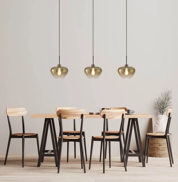 Suspension 3 lumières Genua marron avec verre doré Ø 29cm Masterlight 8718121356938