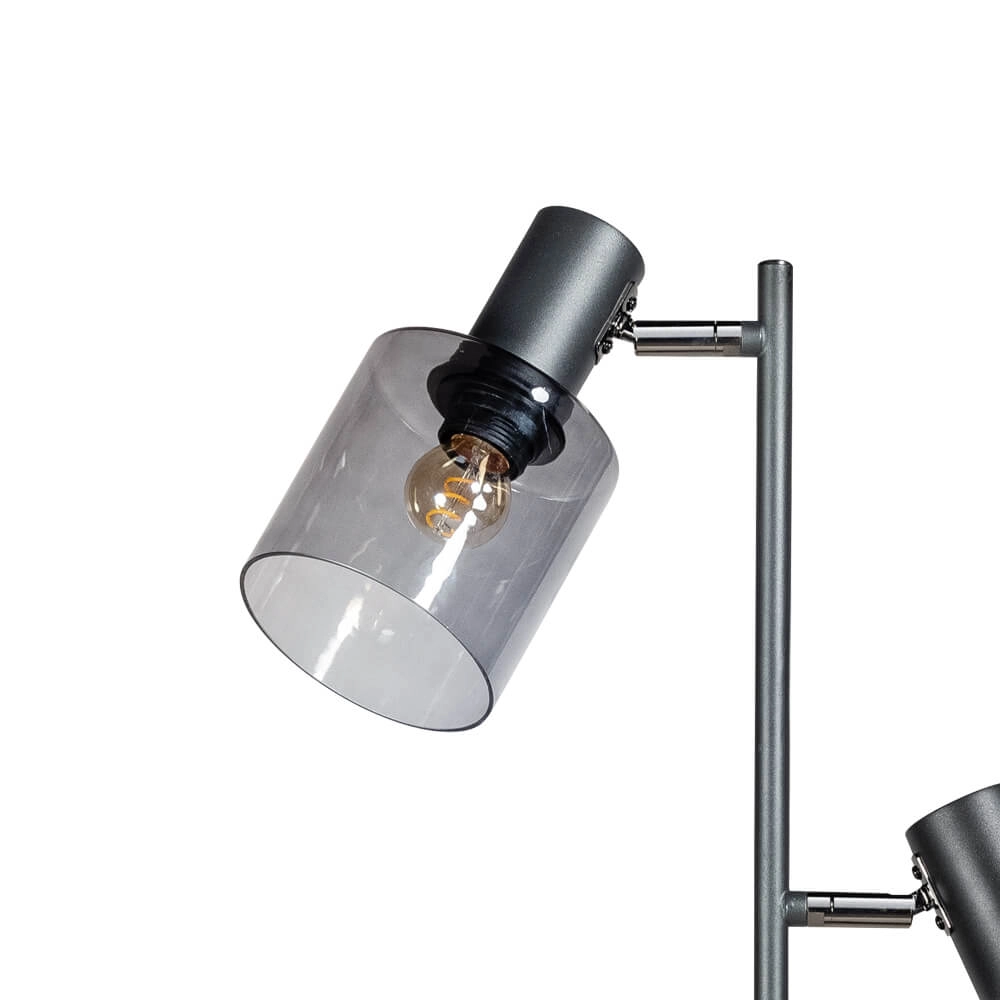 Lampadaire en verre Sledge Glass 2 lumières noir avec verre fumé ETH 8720195302872