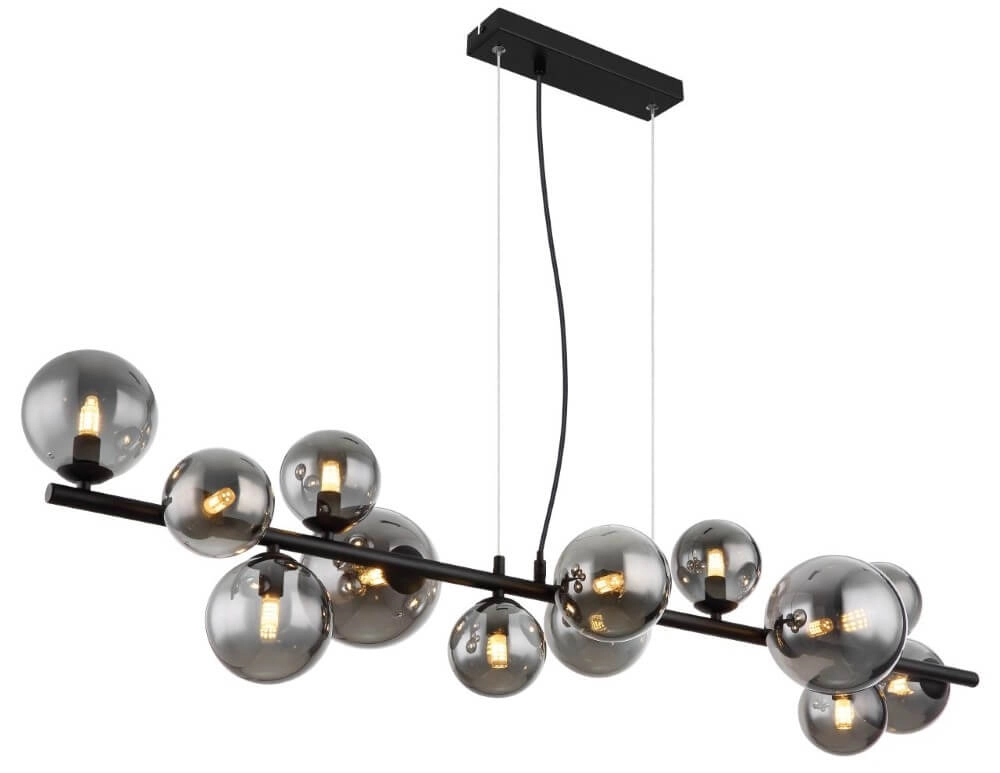 Lampe suspendue design Riha noir avec verre fumé Lampe suspendue design Riha noir avec verre fumé