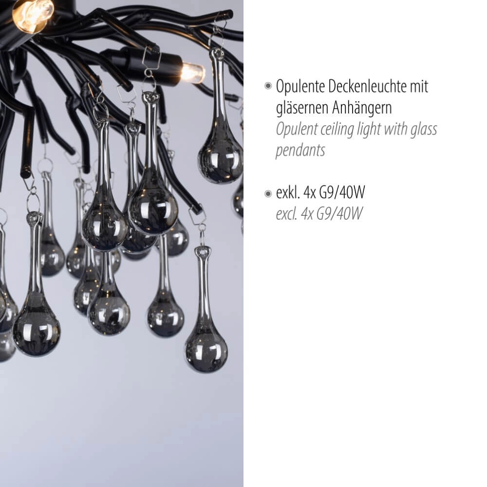 Lustre Icicle noir 60cm Paul Neuhaus 4012248377574