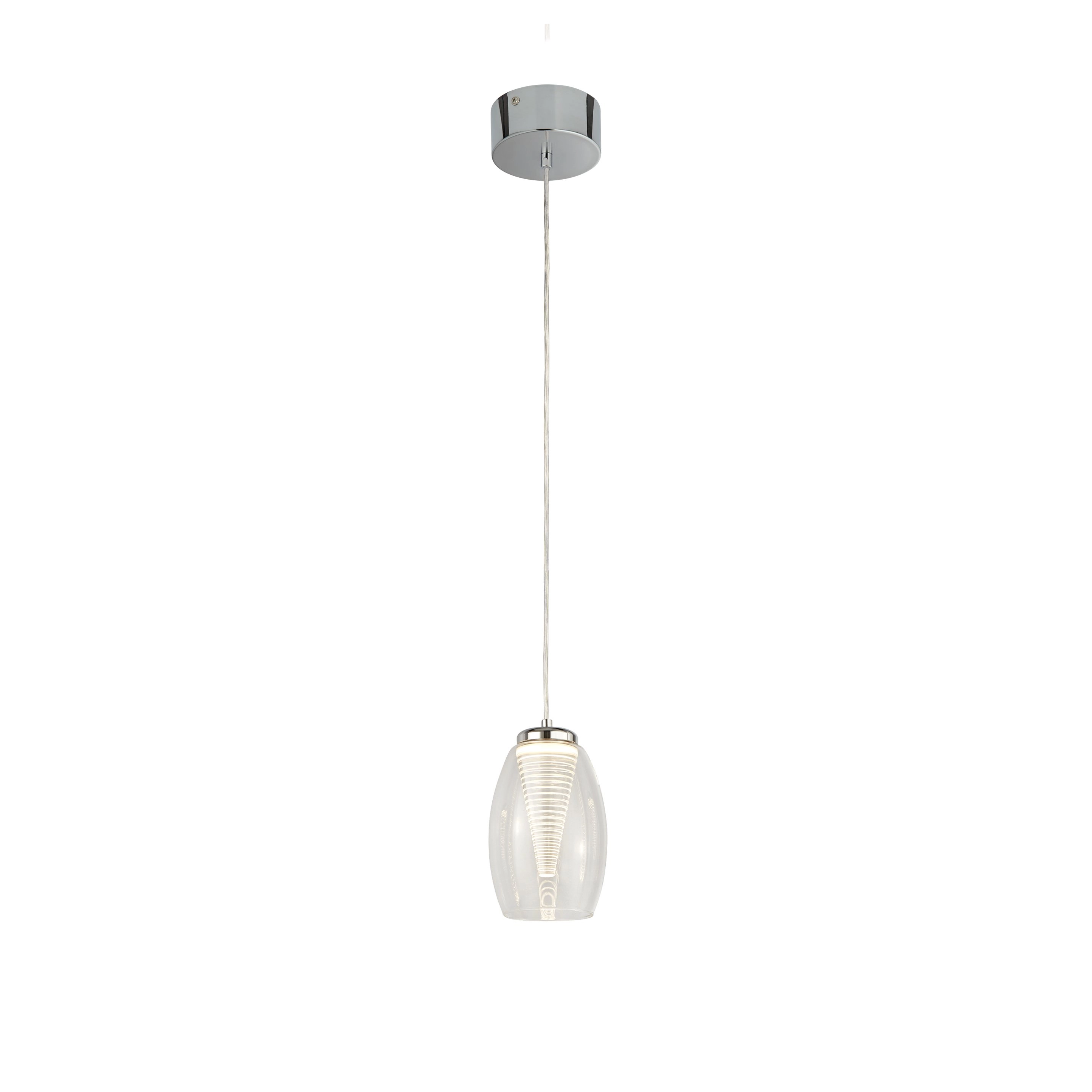 Lampe suspendue Cyclone chromé avec verre transparent Searchlight 5053423174495