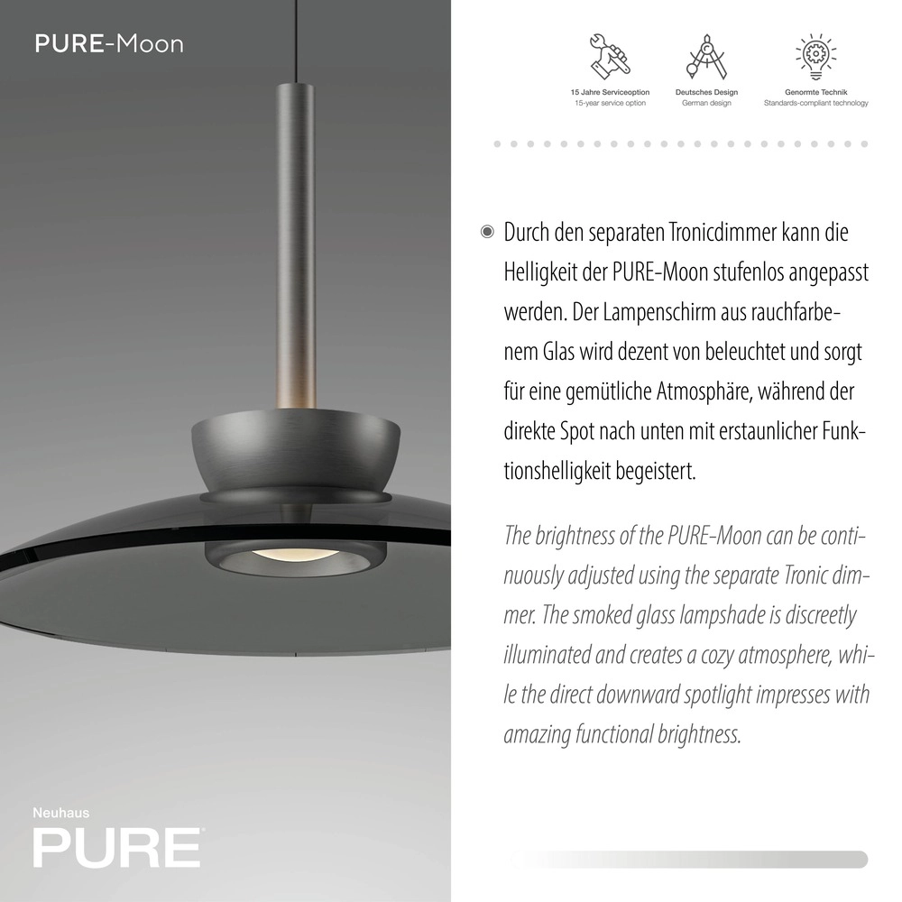 Lampe pendante Ø 32cm Pure Moon avec du verre fumé Paul Neuhaus 4012248386293