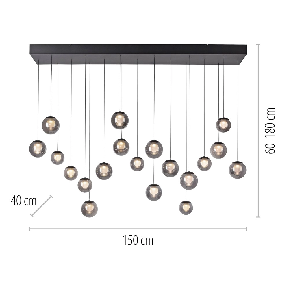 Lampe pendante à 19 lampes Pure Popup Gris mystique Paul Neuhaus 4012248396698