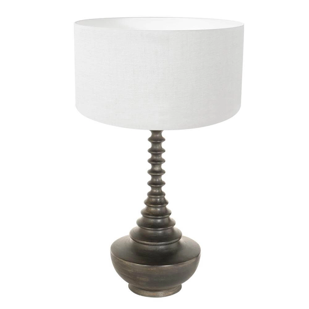 Lampe de table unique Bois avec capuchon blanc