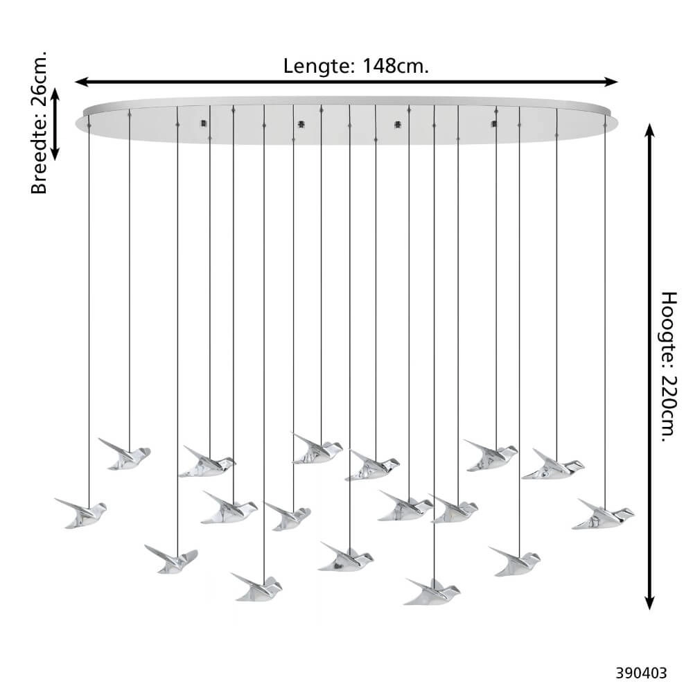 17-light hanging lamp Paratebueno 1 chrome Stars of Light 9008606292240