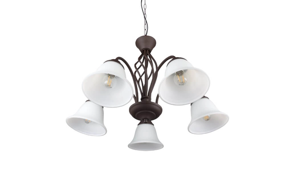 Lustre Rustica 60cm 5 lumières marron rouille