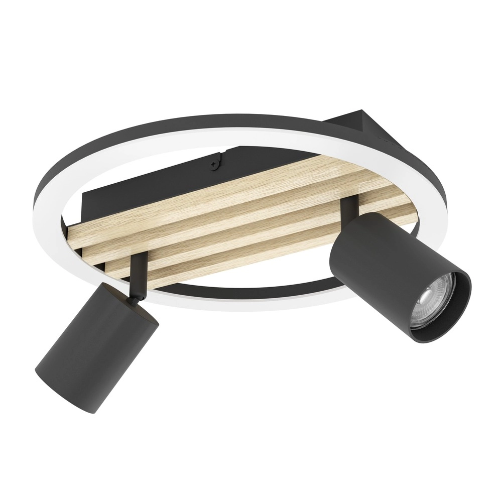 Lampe de plafond moderne Cembrano 2-noir clair avec bois