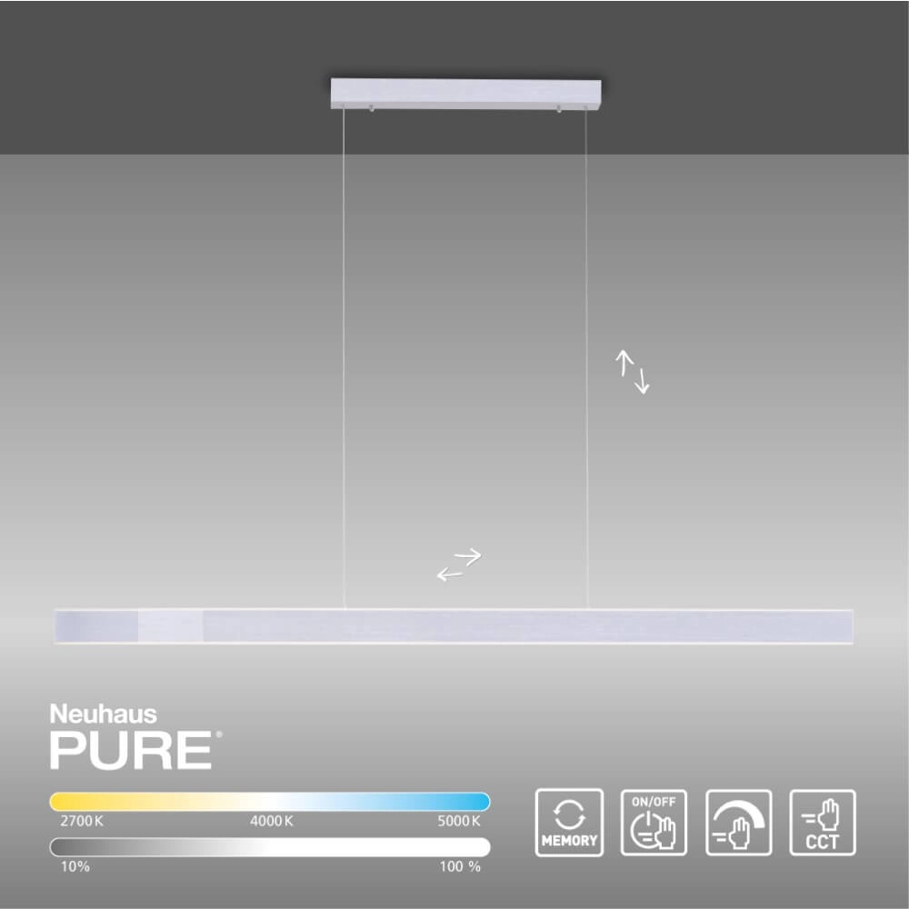 Lampe suspendue élégante Pure Lume aluminium Paul Neuhaus 4012248352212