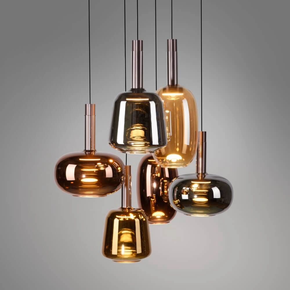 Lampe suspendue joyeuse Irides 6 lumières droites Paul Neuhaus 4012248383674