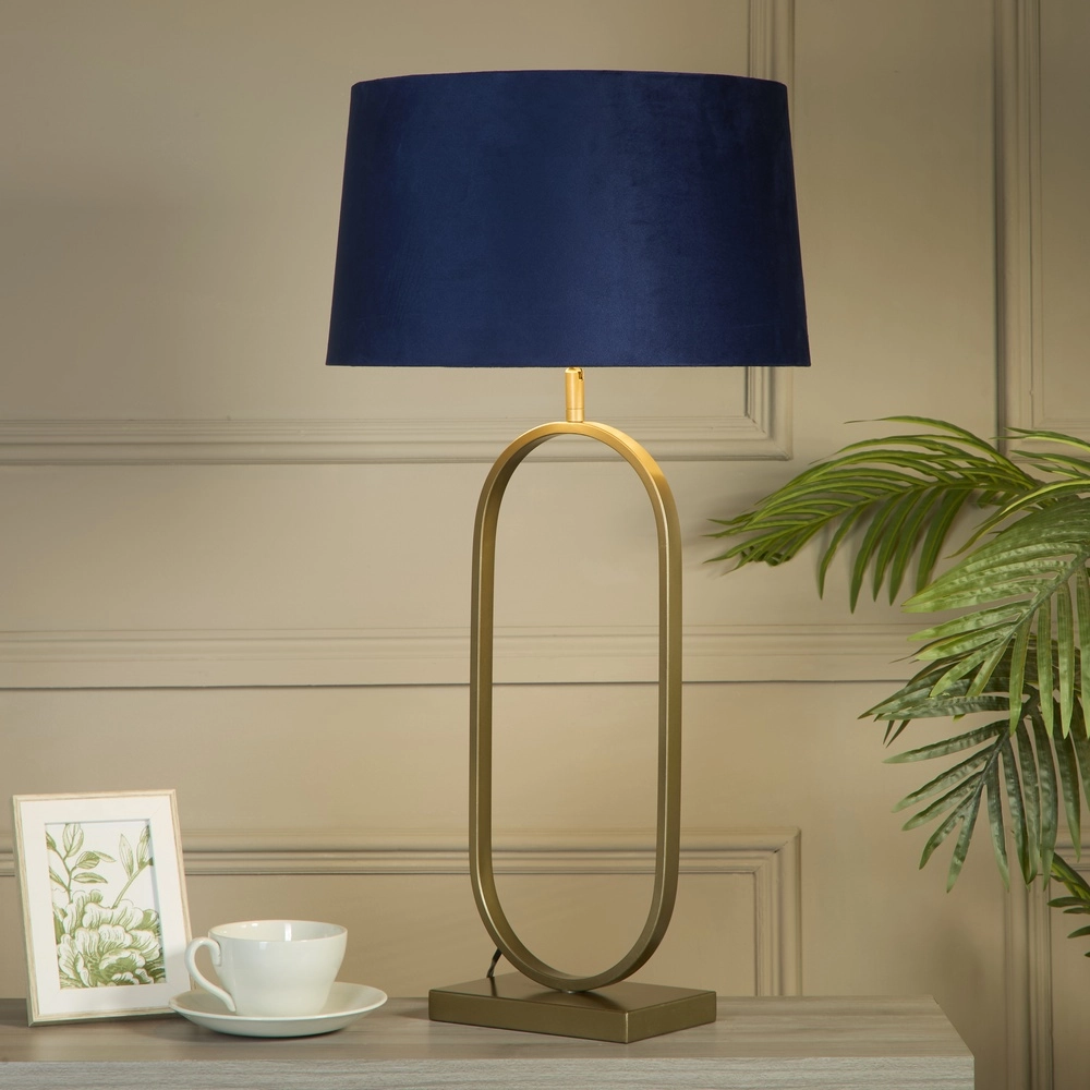 Lampe de table Modish bronze avec capuchon bleu Searchlight 5053423306339