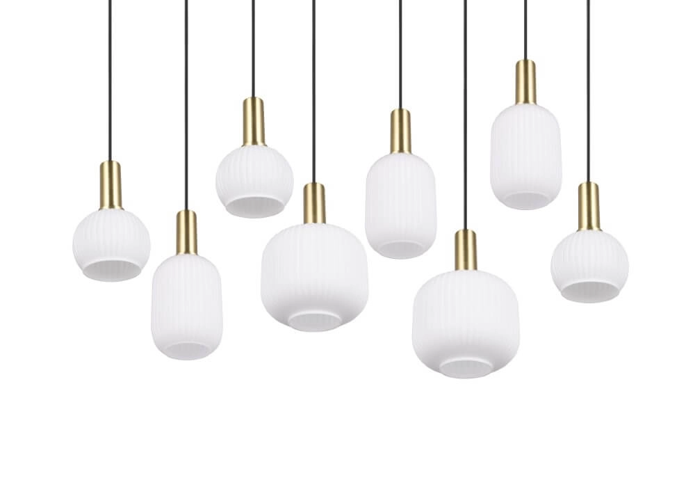 Lampe suspendue pour salle à manger Diva 8 lumières - verre blanc Trio 4017807614527