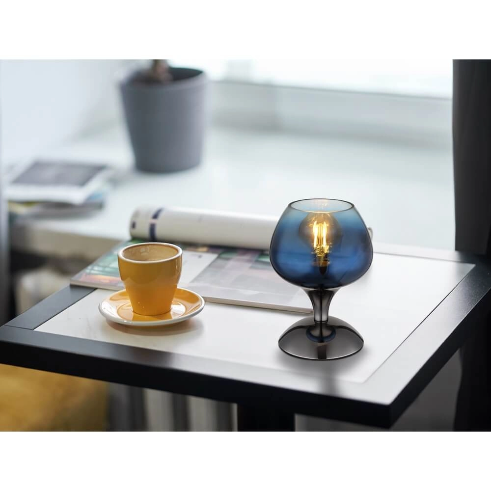 Lampe de table en bronze Maxy avec verre bleu Ø 15cm Globo 9007371468935