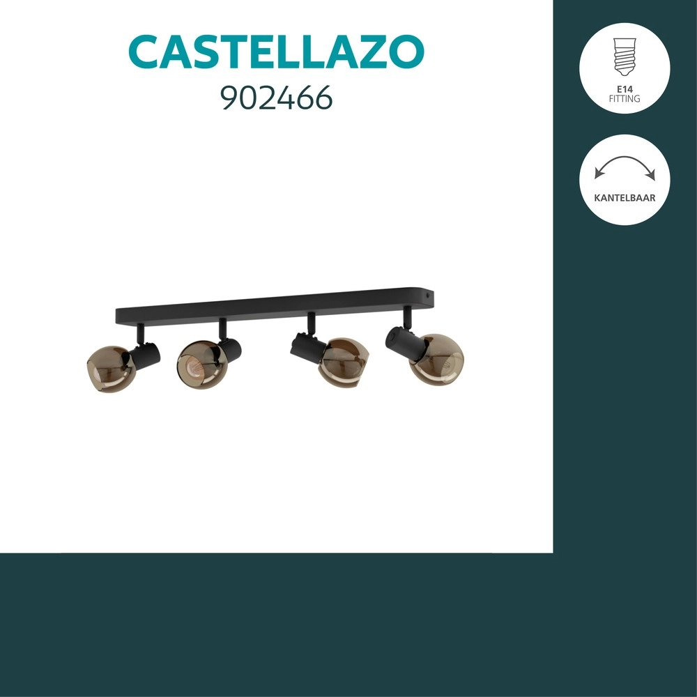 Lampe de plafond Castellazo Noir à 4 lumières Eglo 9008606392117