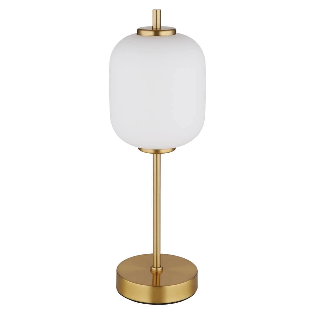 Lampe de table dorée Ewald verre blanc Ø 13,5cm Globo 9007371468539