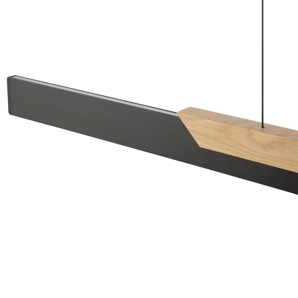 Lampe pendante de conception Arcus noir avec bois Brilliant 4004353463549