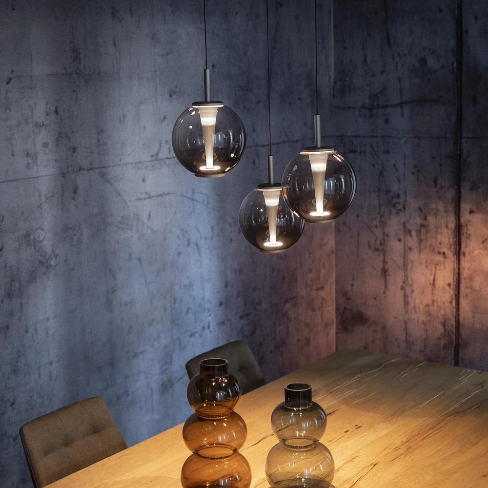 Lampe pendante Vide Pure E-Infinty Gris mystique avec verre fumé Paul Neuhaus 4012248398173