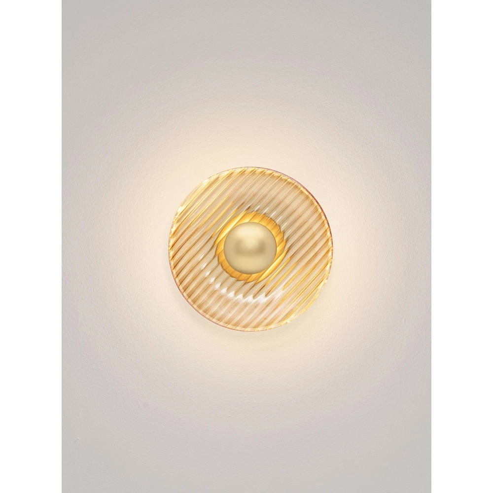Lampe murale Lavina or avec verre ambré Ø 25cm Lyora 5212063501416