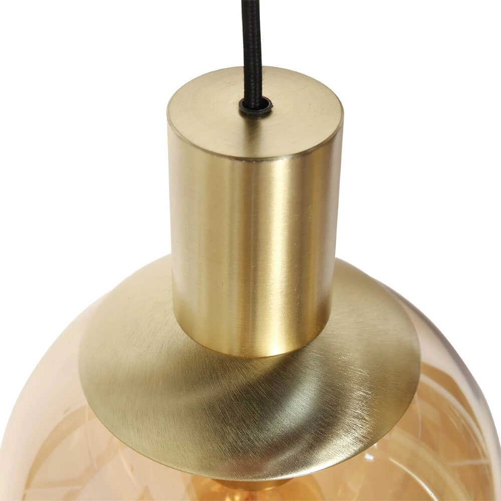 Lampe suspendue pour table à manger Bollique or avec verre ambré Steinhauer 8712746172980