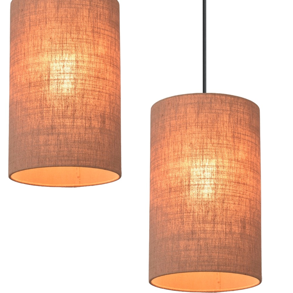 Lampe suspendue à 6 lampes Lisbourg Noir avec capuche beige beige Masterlight