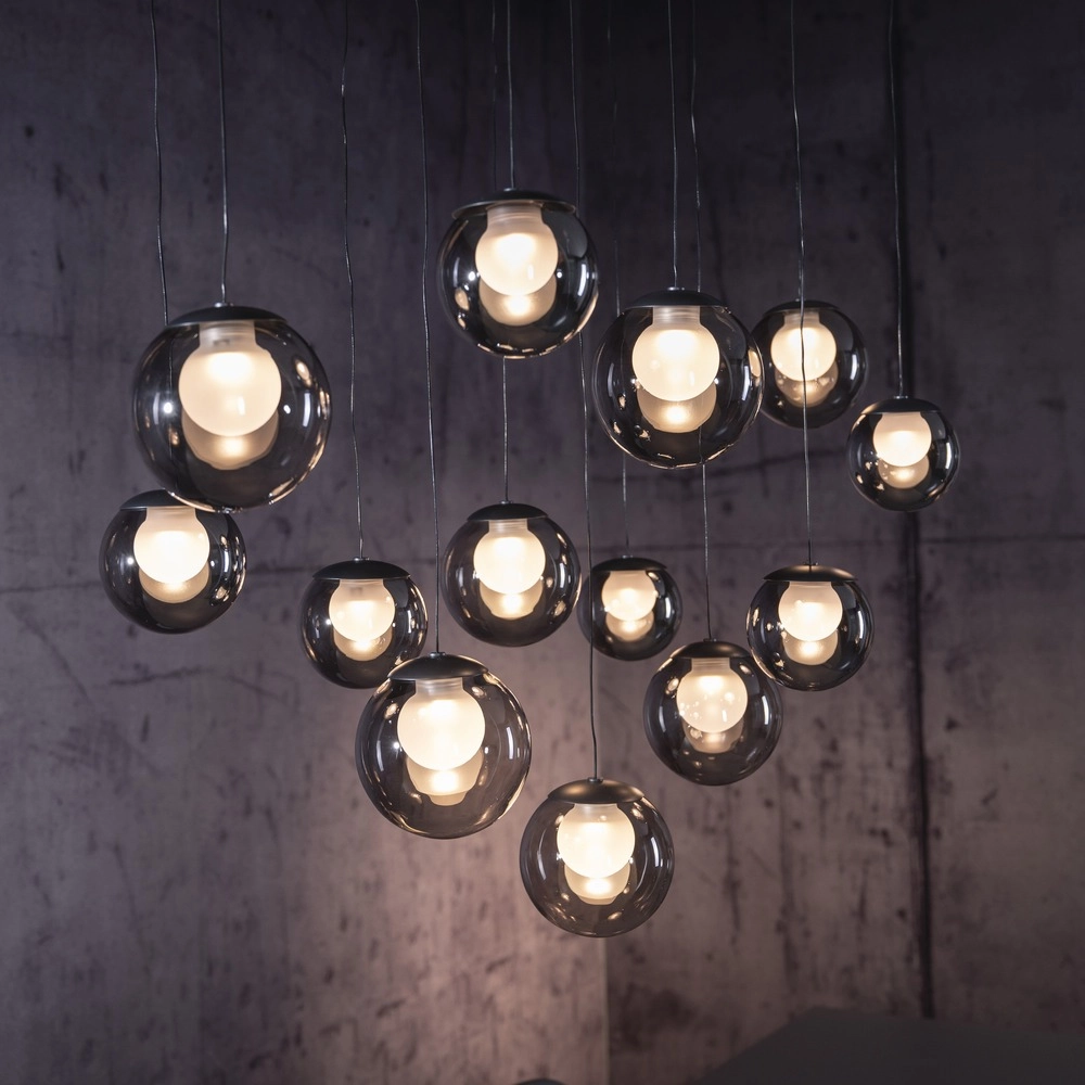 Lampe suspendue à 13 lumières Pure Popup Gris mystique Paul Neuhaus 4012248398302