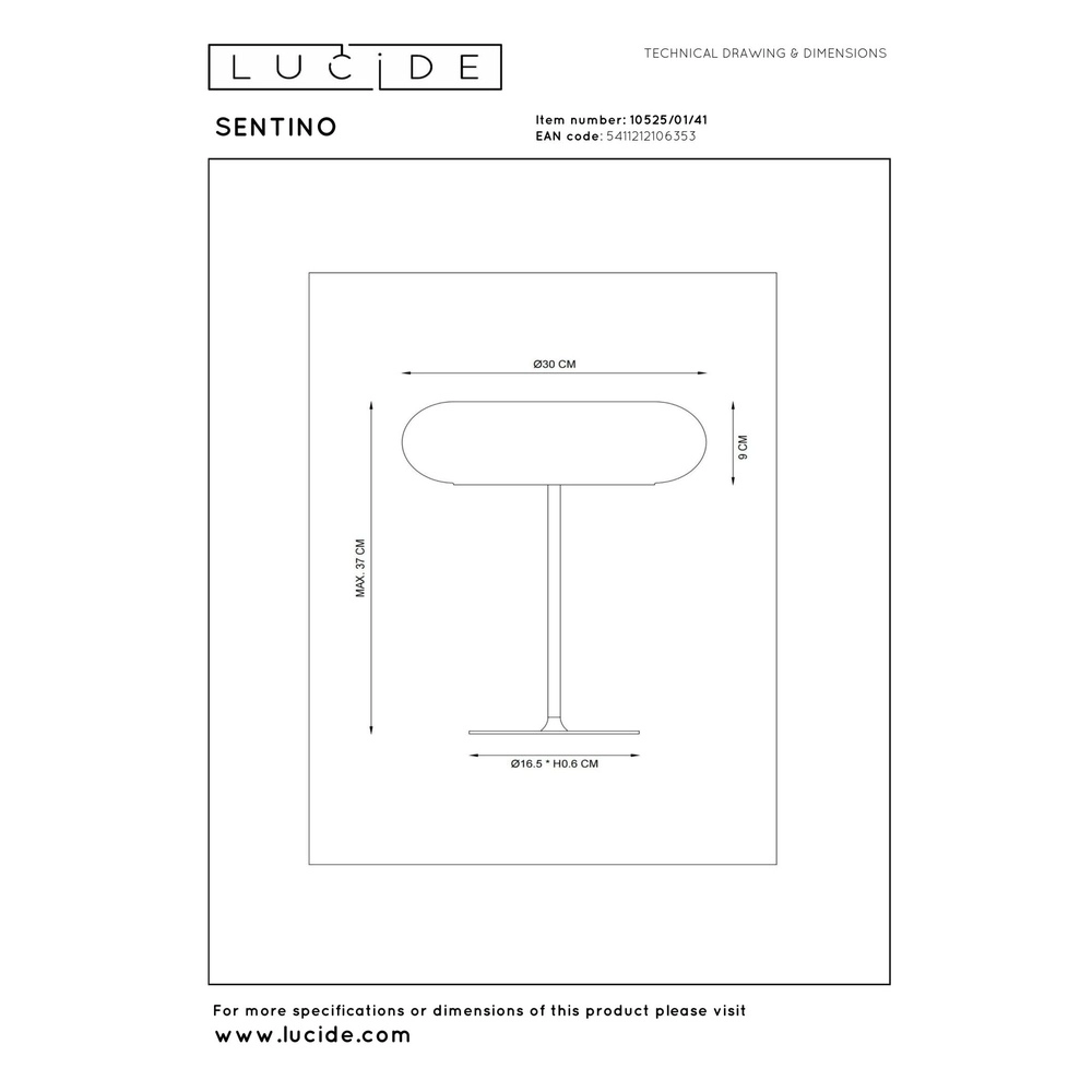 Lampe de table Sentino Ø taupe 30 cm Lucide 5411212106353