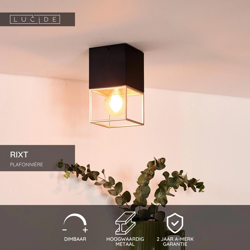 Lampe de plafond élégante Rixt Noir simple avec or Lucide 5411212211040