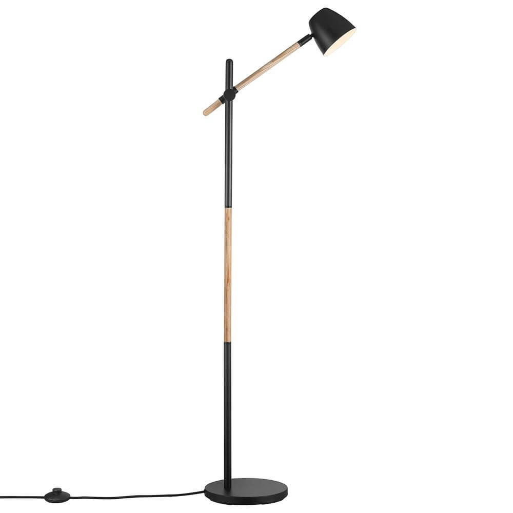 Lampadaire Theo noir avec bois