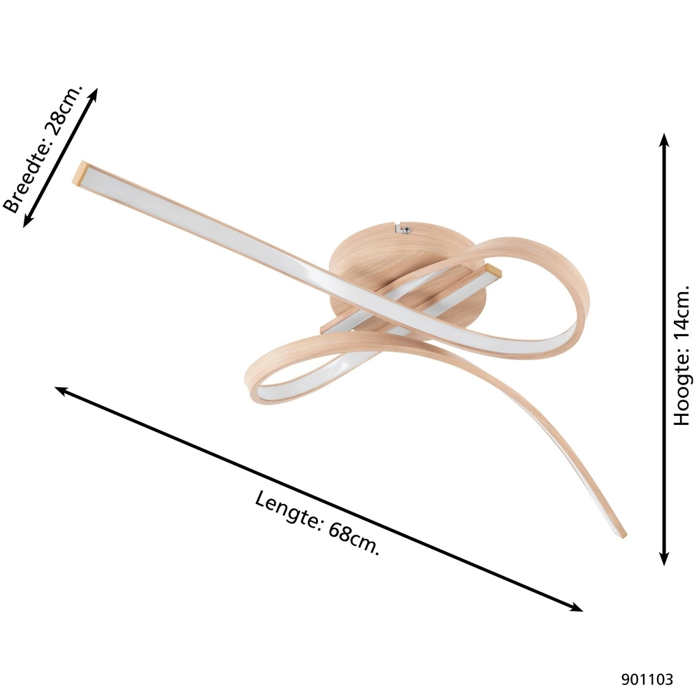 Éclairage LED de plafond à l’aspect bois Selvina 2 68 cm Eglo 9008606310296