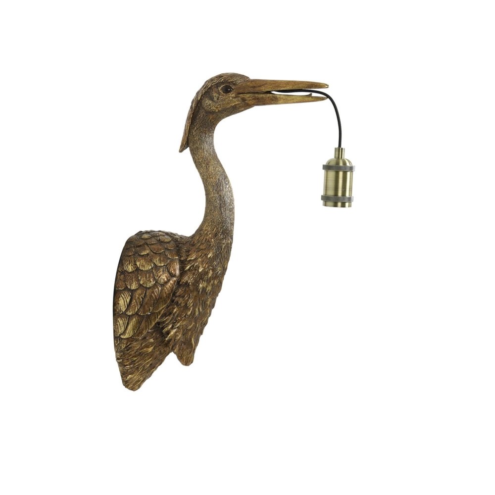 Lampe murale Crane Oiseau bronze