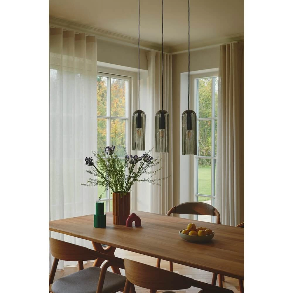 Suspension 3 lumières Miella noir avec verre fumé Nordlux 5704924018626