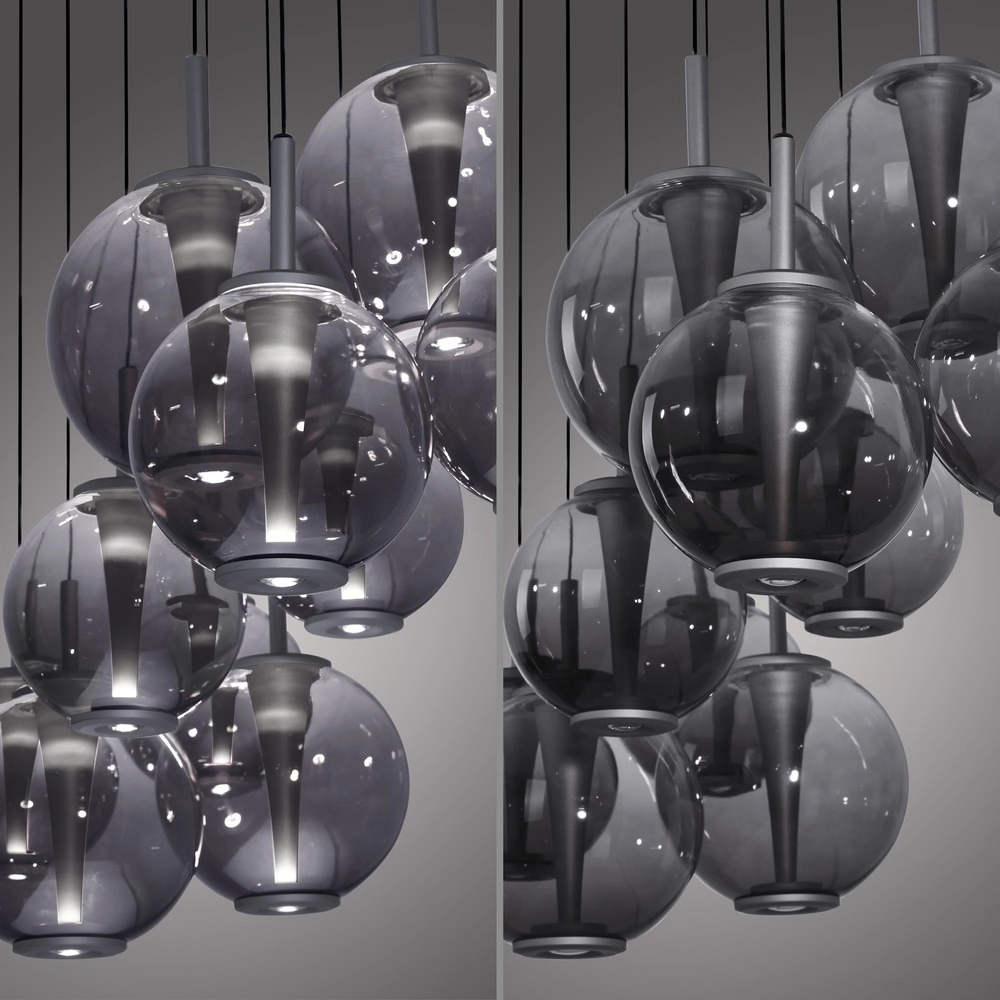 Lampe suspendue Pure E-Infinty Gris mystique avec verre fumé Paul Neuhaus 4012248397862