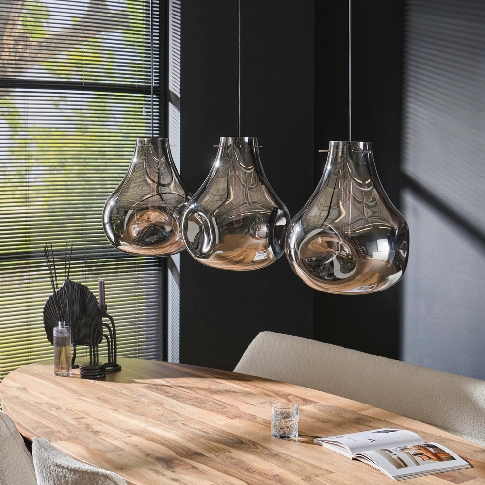 Lampe suspendue en verre fumé Dent 3-lumière