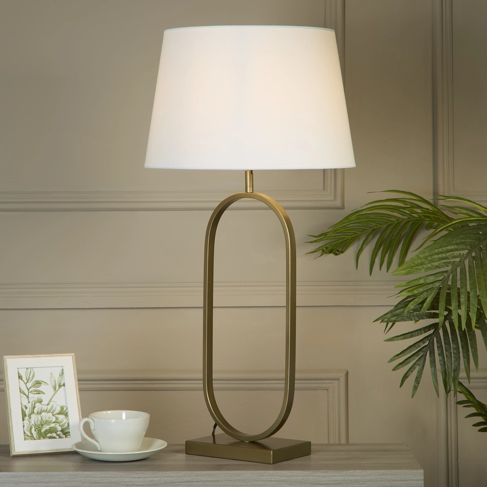 Lampe de table Modish bronze avec capuchon blanc Searchlight 5053423306391