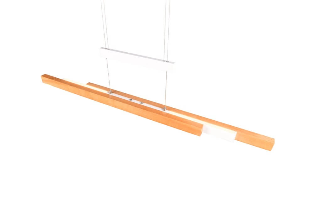 Lampe suspendue de bureau Trajan avec aspect bois et blanc Trio 4017807613018